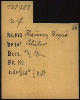כרטיס עבודה הכולל את תאריך העברה למחנה הולצן